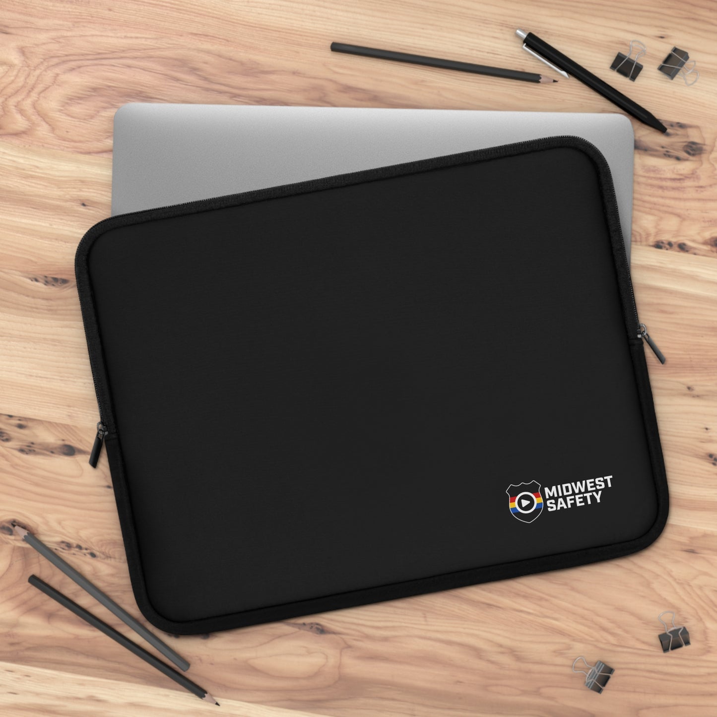 Midnight Safety Laptop Sleeve Text Logo - Stylish Protection for Your Device