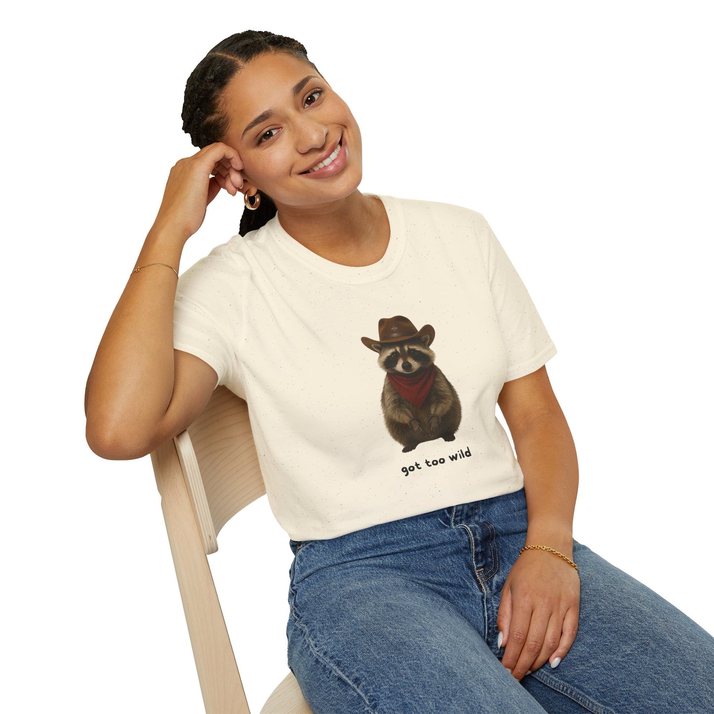 Got Too Wild Raccoon Cowboy Unisex Softstyle T-Shirt