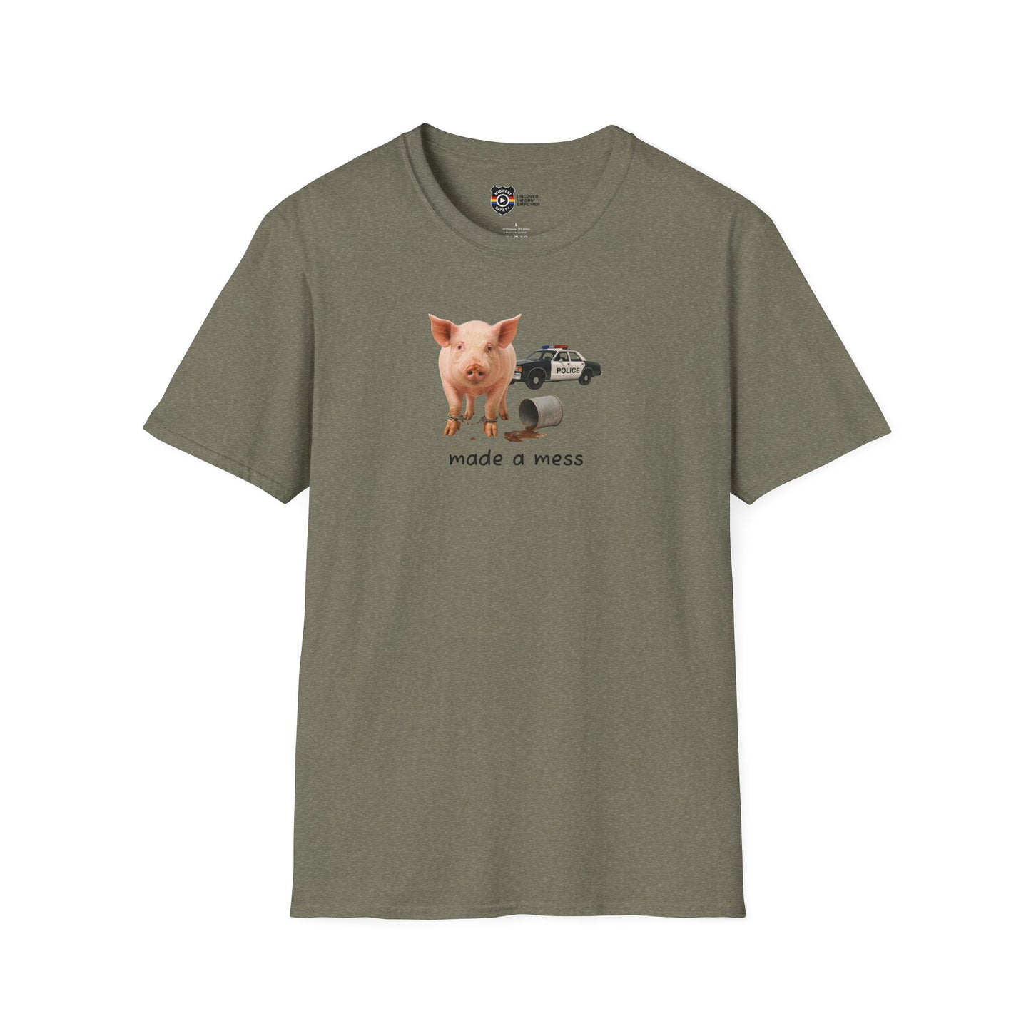 Unisex Softstyle Police Silly T-Shirt 'Made a Mess' - Fun & Quirky Graphic Tee