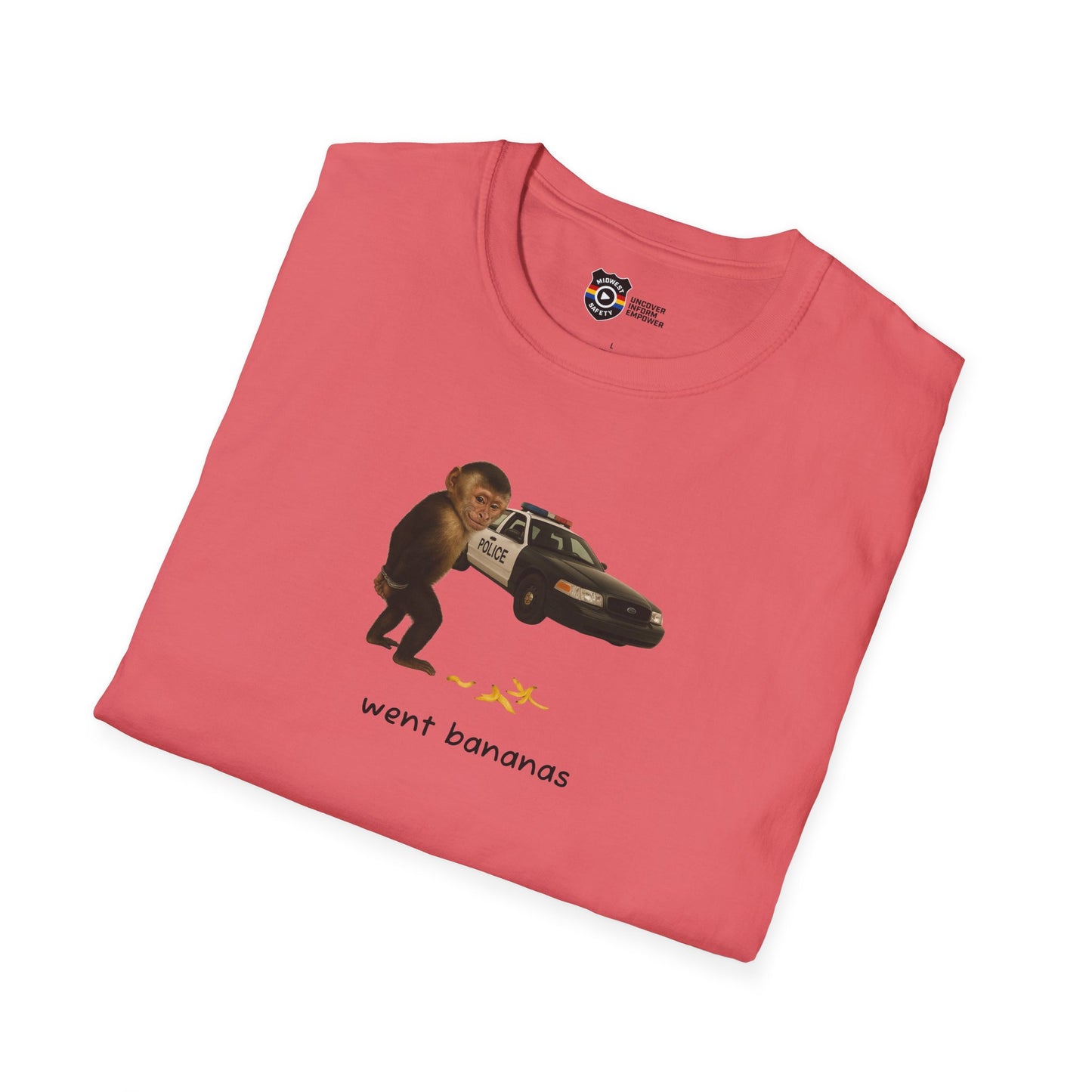 Went Bananas Unisex Softstyle Police Silly T-Shirt - Fun & Quirky Graphic Tee