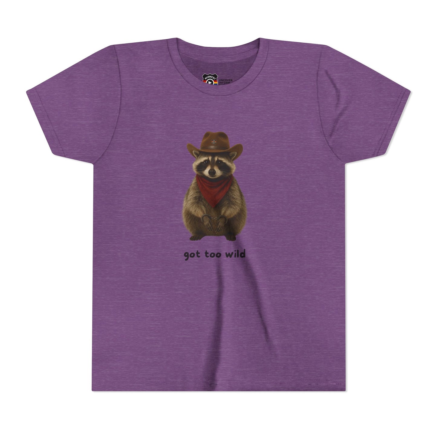 Youth Short Sleeve Tee 'Got Too Wild' Rebel the Raccoon