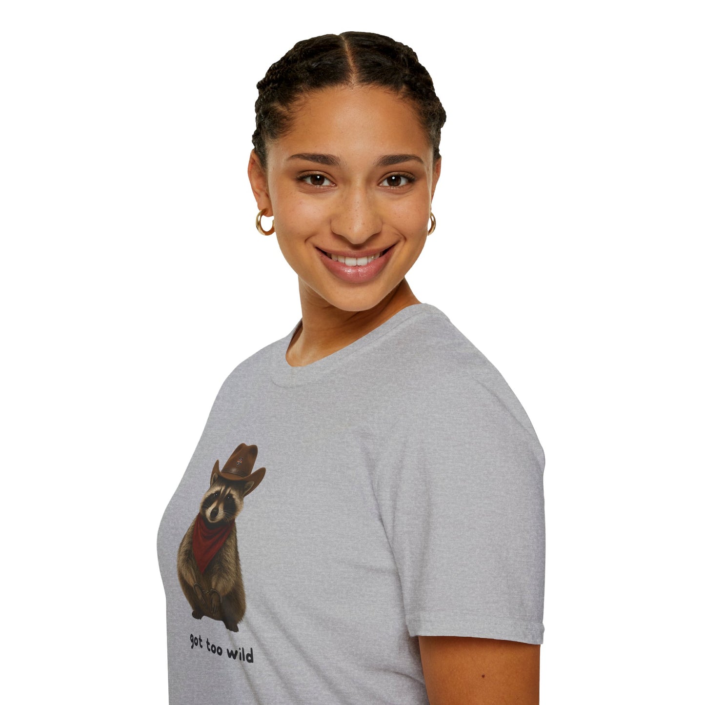 Got Too Wild Raccoon Cowboy Unisex Softstyle T-Shirt
