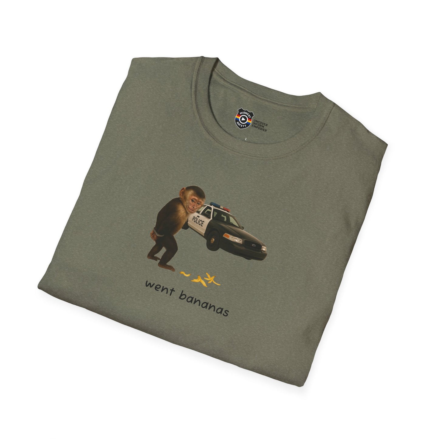 Went Bananas Unisex Softstyle Police Silly T-Shirt - Fun & Quirky Graphic Tee