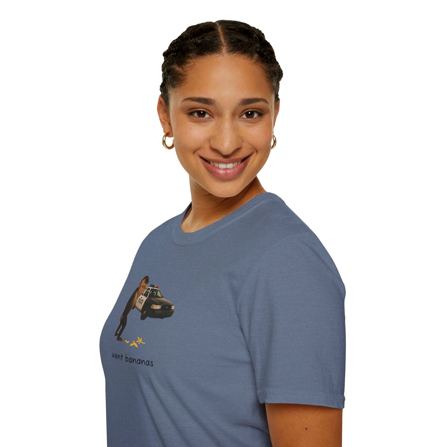 Went Bananas Unisex Softstyle Police Silly T-Shirt - Fun & Quirky Graphic Tee