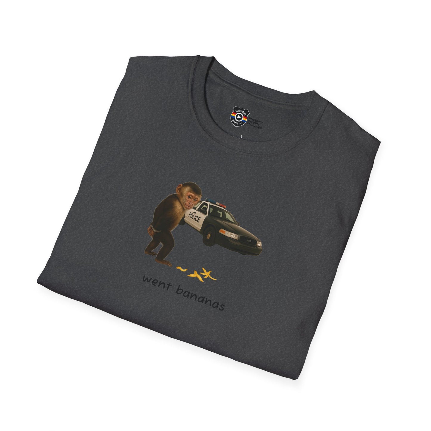 Went Bananas Unisex Softstyle Police Silly T-Shirt - Fun & Quirky Graphic Tee