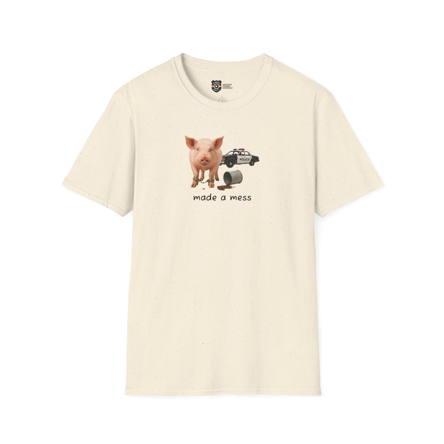 Unisex Softstyle Police Silly T-Shirt 'Made a Mess' - Fun & Quirky Graphic Tee
