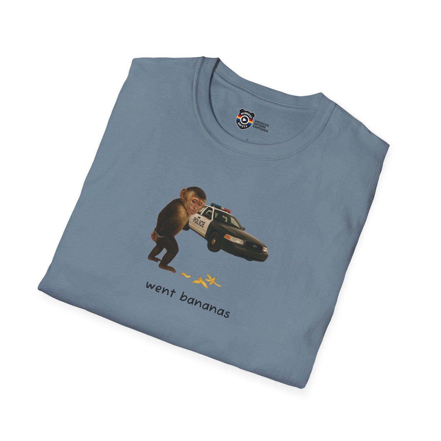 Went Bananas Unisex Softstyle Police Silly T-Shirt - Fun & Quirky Graphic Tee