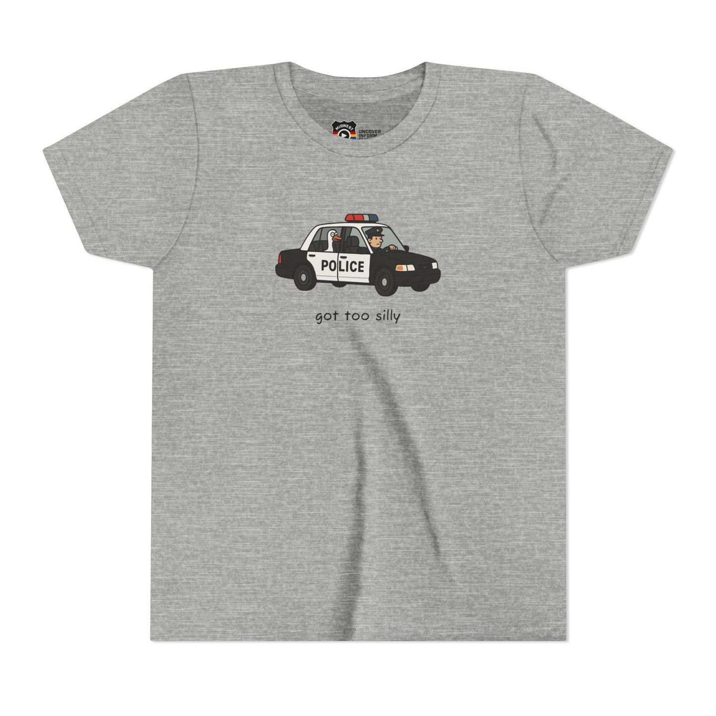 Youth Short Sleeve Tee Funny Police Car, 'Got Too Silly'