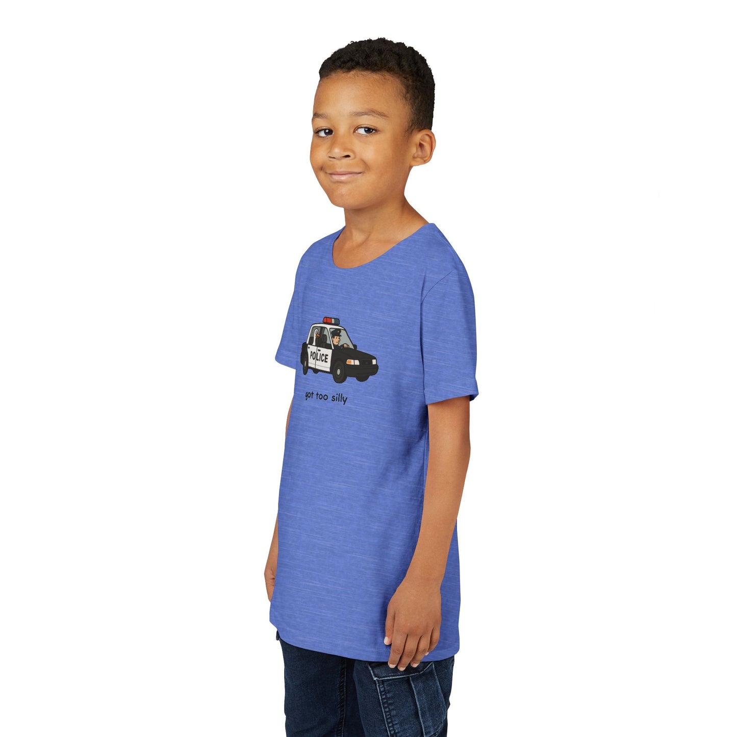Youth Short Sleeve Tee Funny Police Car, 'Got Too Silly'