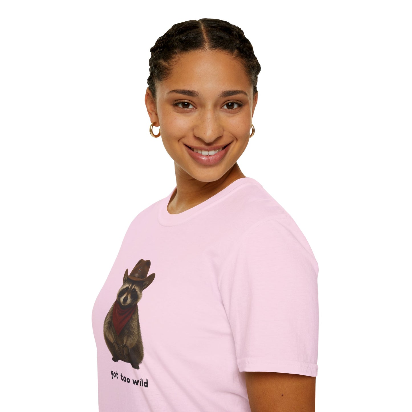 Got Too Wild Raccoon Cowboy Unisex Softstyle T-Shirt