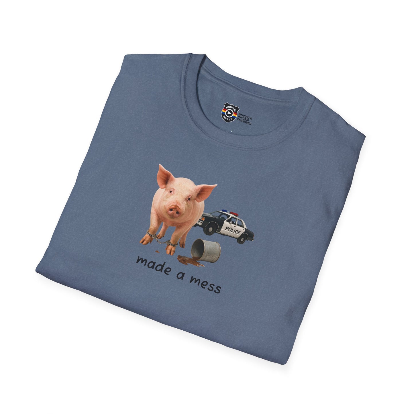 Unisex Softstyle Police Silly T-Shirt 'Made a Mess' - Fun & Quirky Graphic Tee