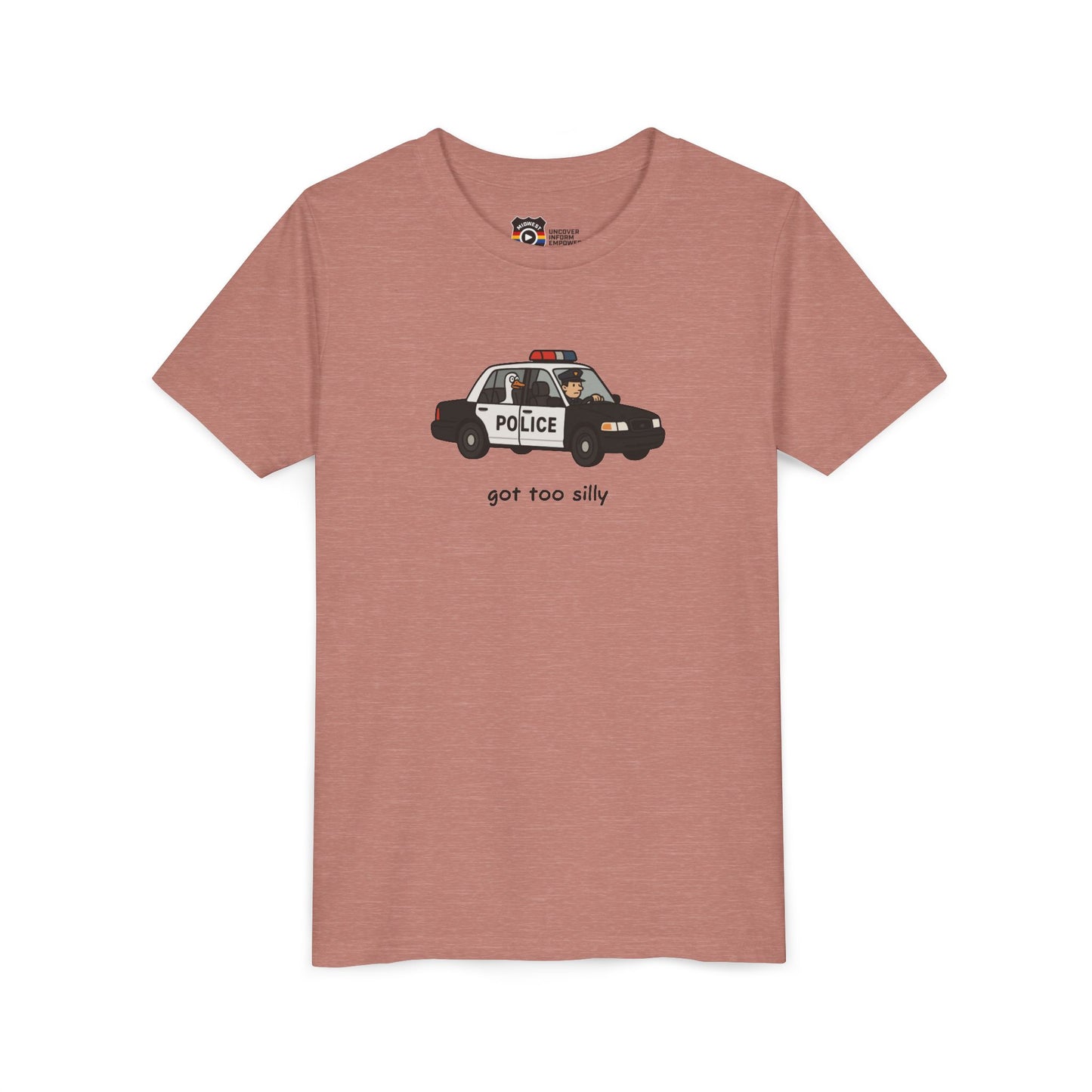 Youth Short Sleeve Tee Funny Police Car, 'Got Too Silly'