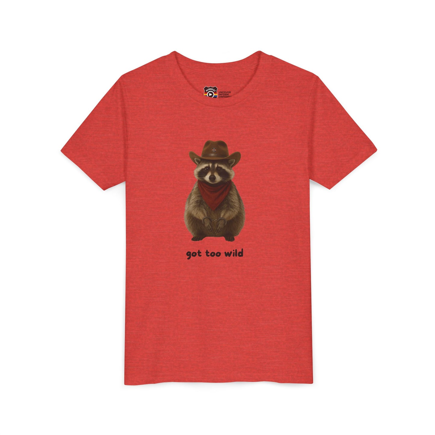 Youth Short Sleeve Tee 'Got Too Wild' Rebel the Raccoon