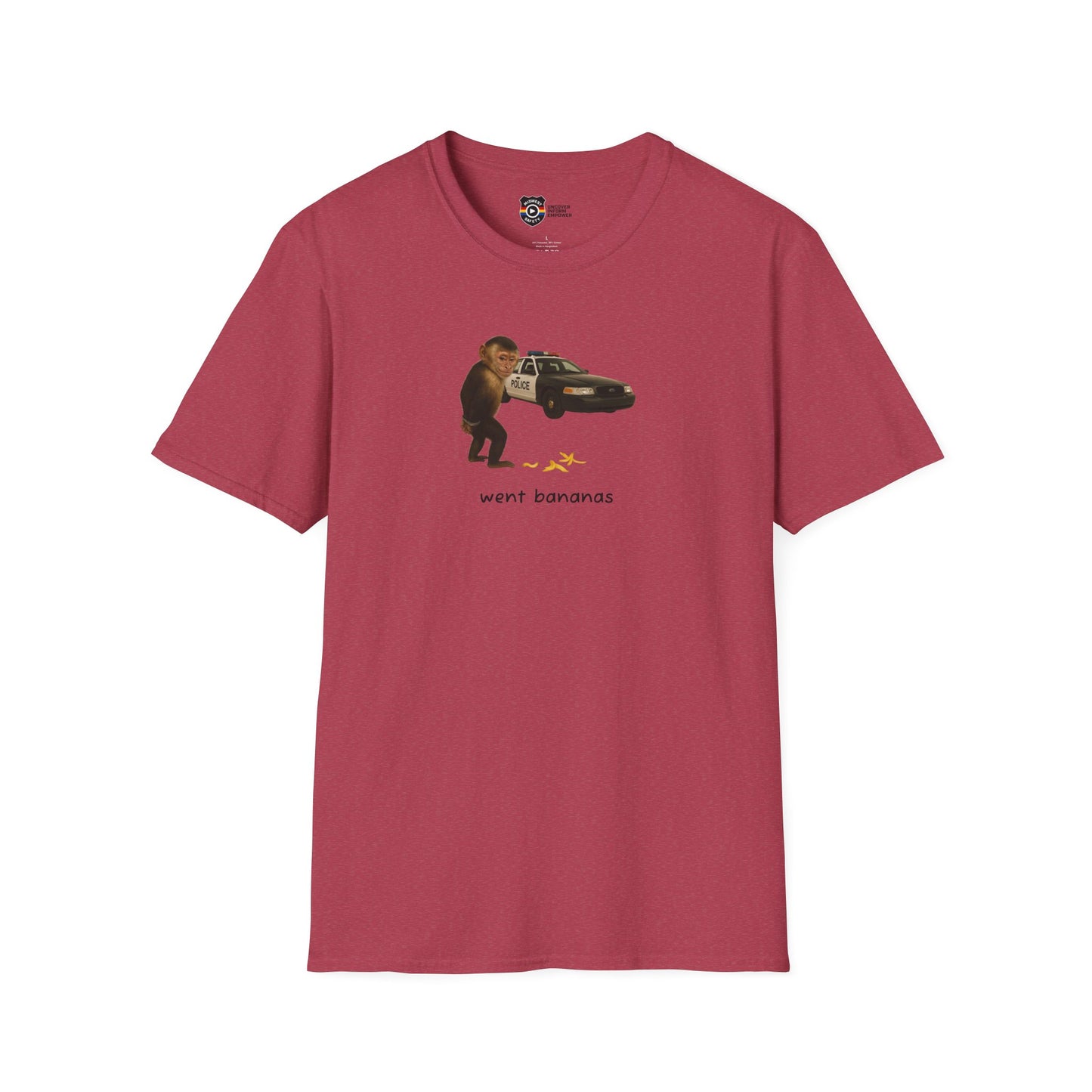 Went Bananas Unisex Softstyle Police Silly T-Shirt - Fun & Quirky Graphic Tee