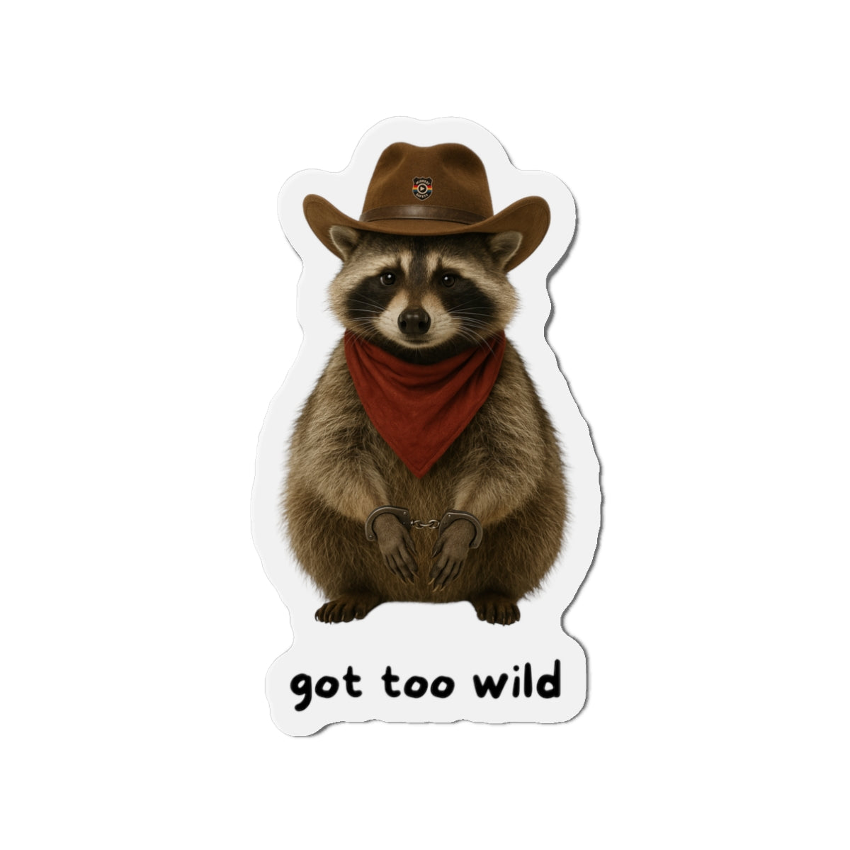 Fun Raccoon Die-Cut Magnet | "Got Too Wild" Design