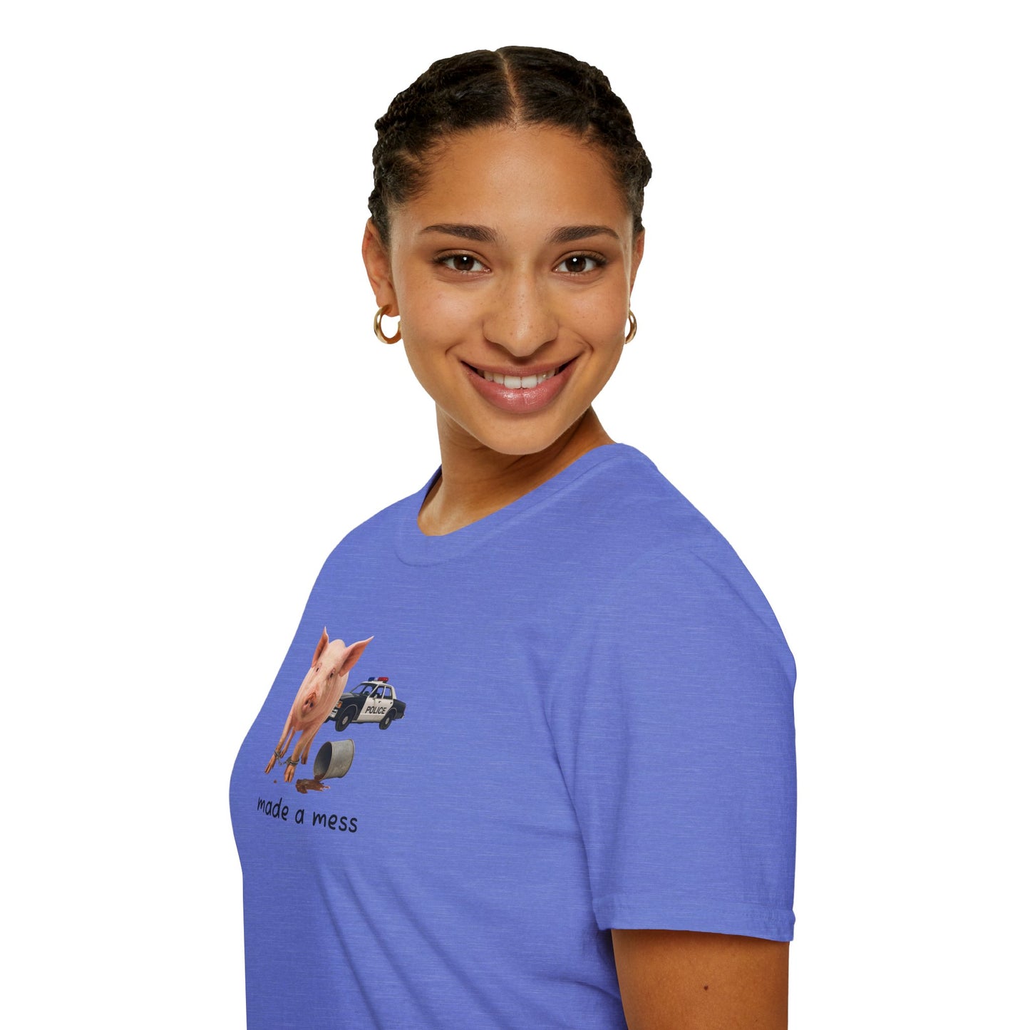 Unisex Softstyle Police Silly T-Shirt 'Made a Mess' - Fun & Quirky Graphic Tee