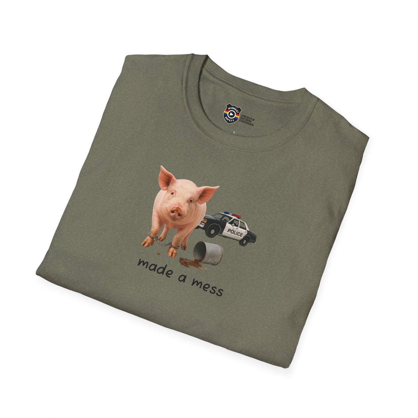 Unisex Softstyle Police Silly T-Shirt 'Made a Mess' - Fun & Quirky Graphic Tee