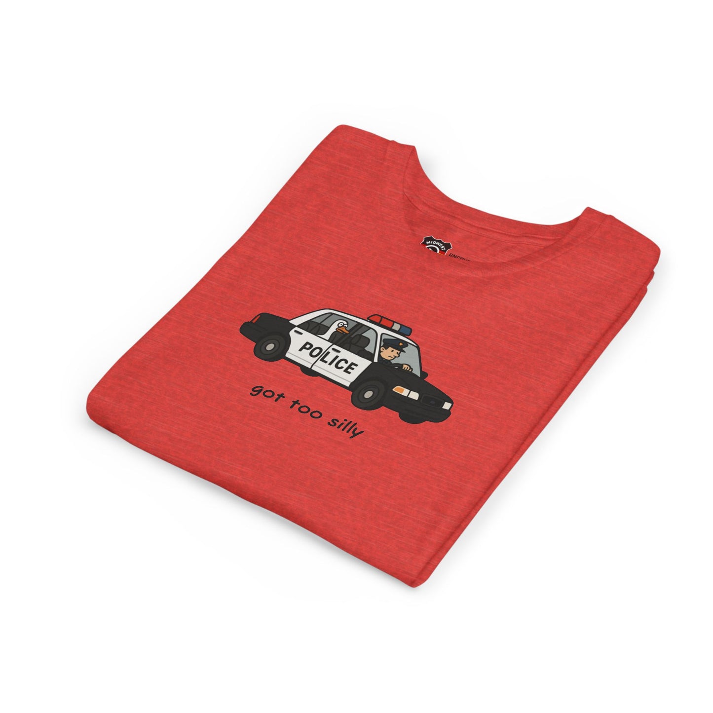 Youth Short Sleeve Tee Funny Police Car, 'Got Too Silly'