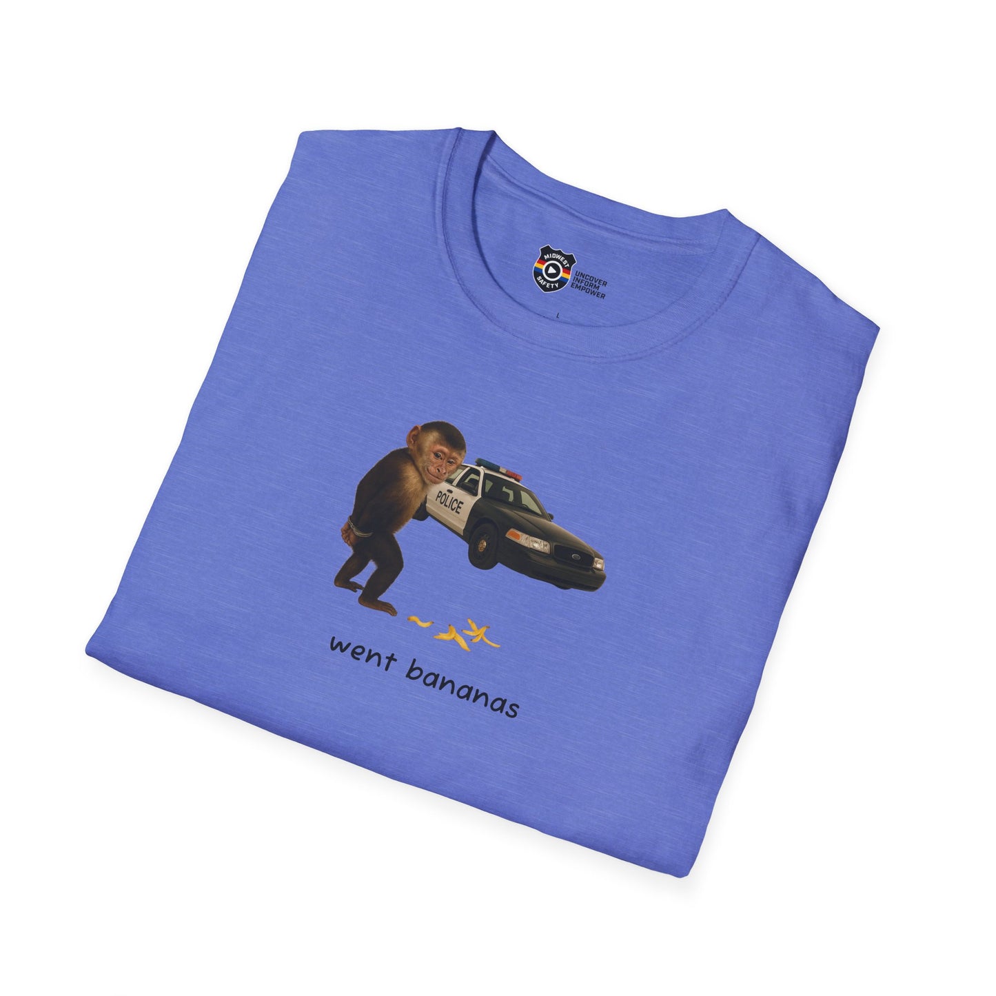 Went Bananas Unisex Softstyle Police Silly T-Shirt - Fun & Quirky Graphic Tee