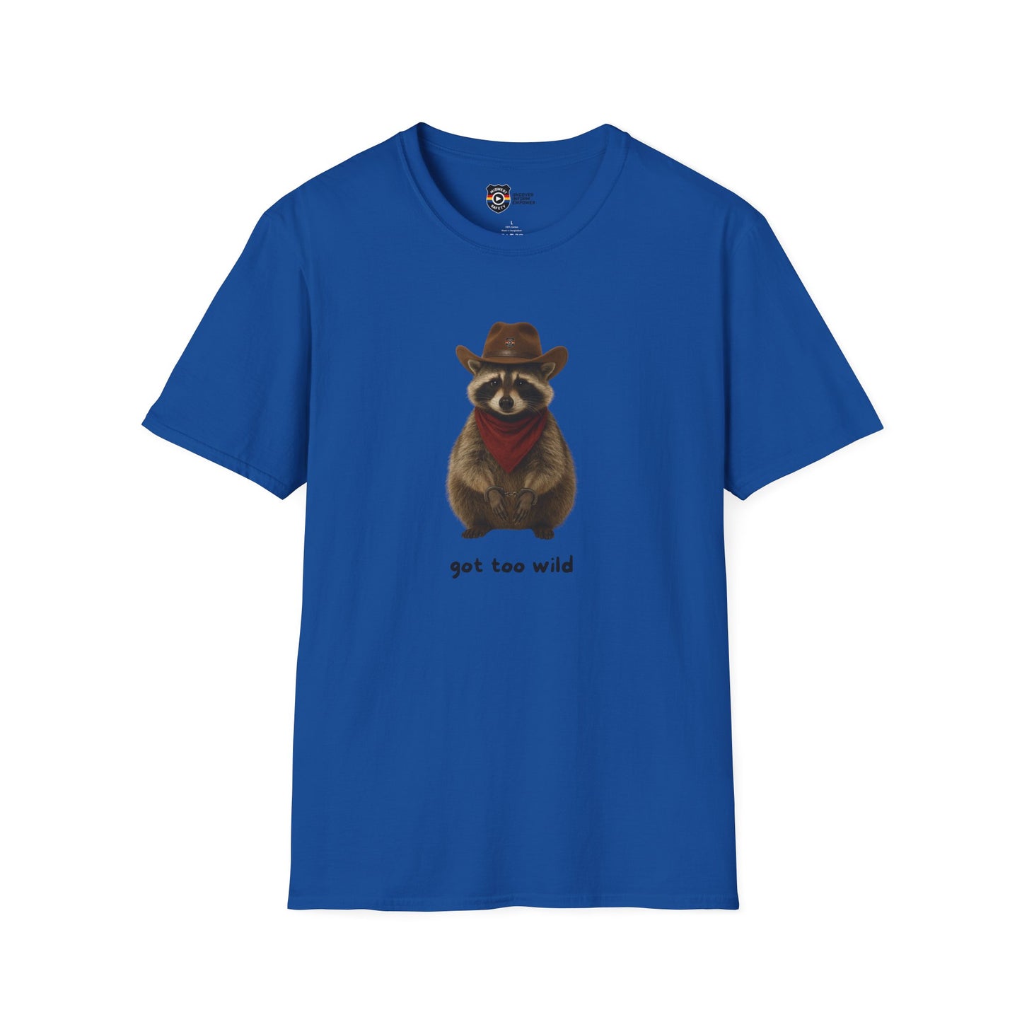 Got Too Wild Raccoon Cowboy Unisex Softstyle T-Shirt