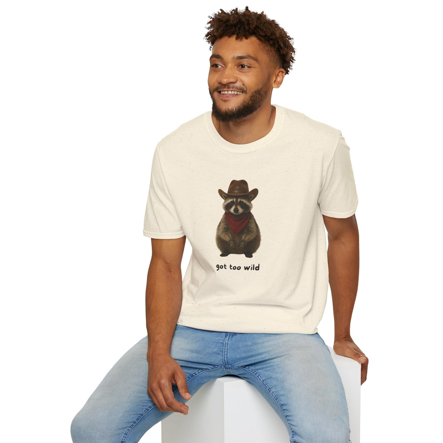 Got Too Wild Raccoon Cowboy Unisex Softstyle T-Shirt