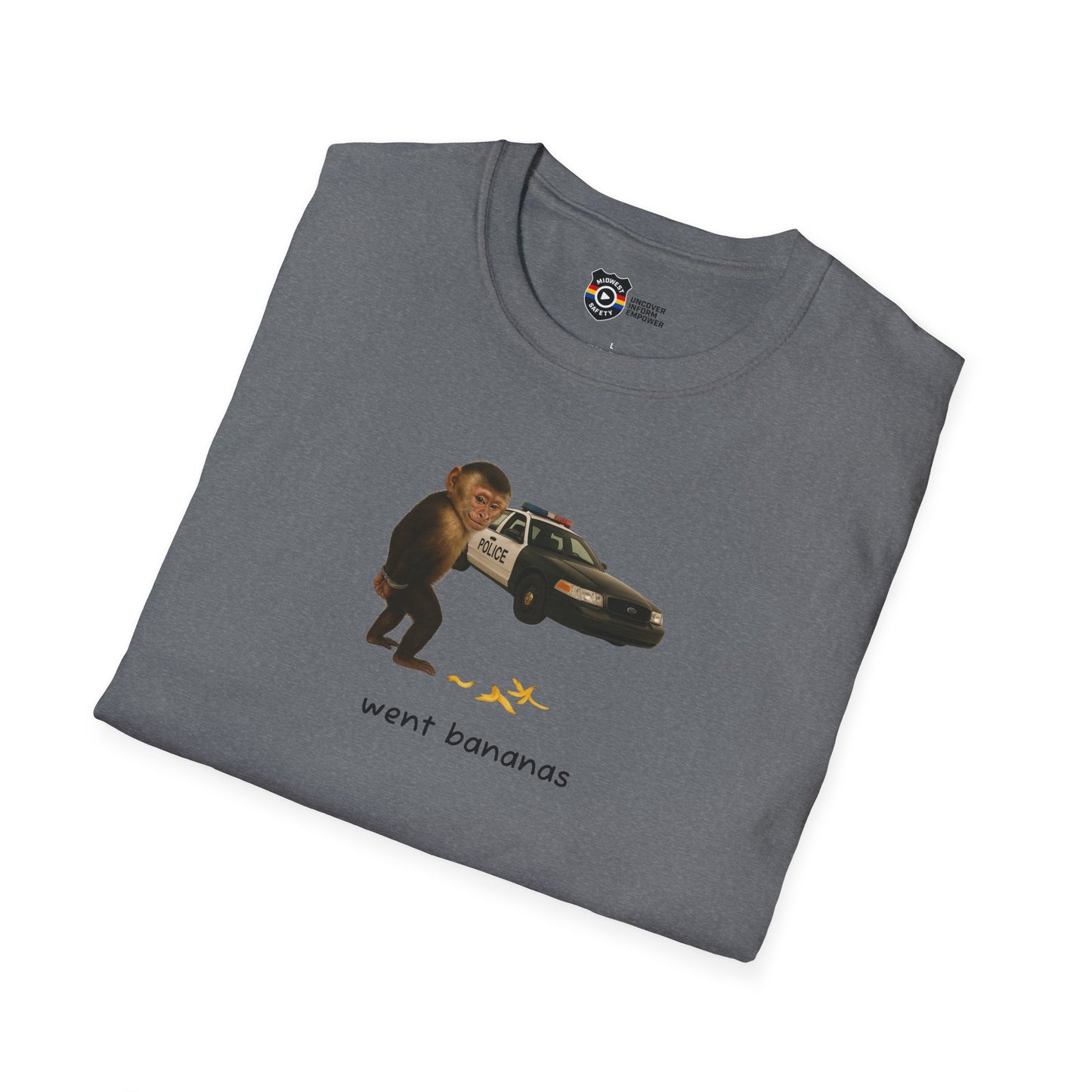 Went Bananas Unisex Softstyle Police Silly T-Shirt - Fun & Quirky Graphic Tee