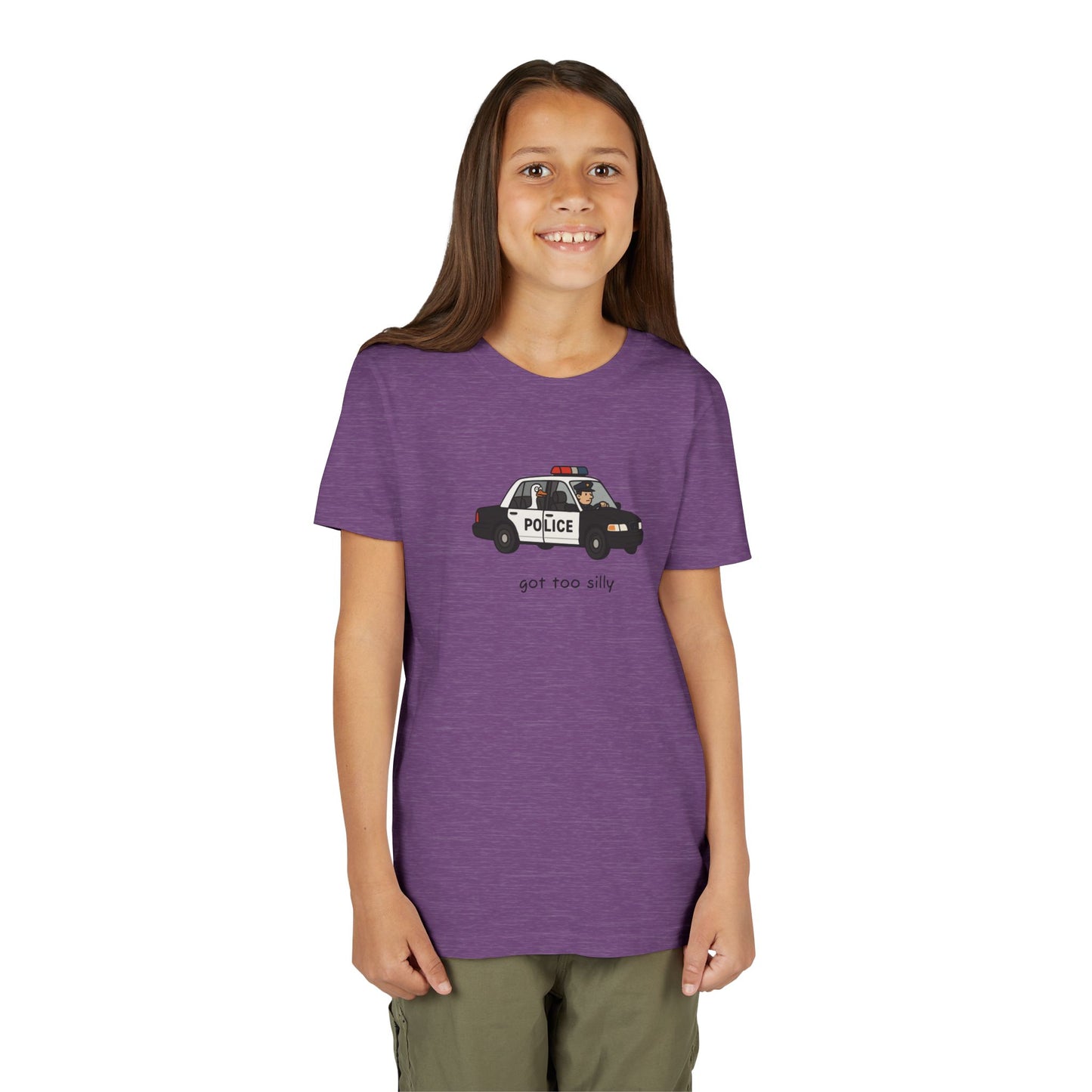 Youth Short Sleeve Tee Funny Police Car, 'Got Too Silly'