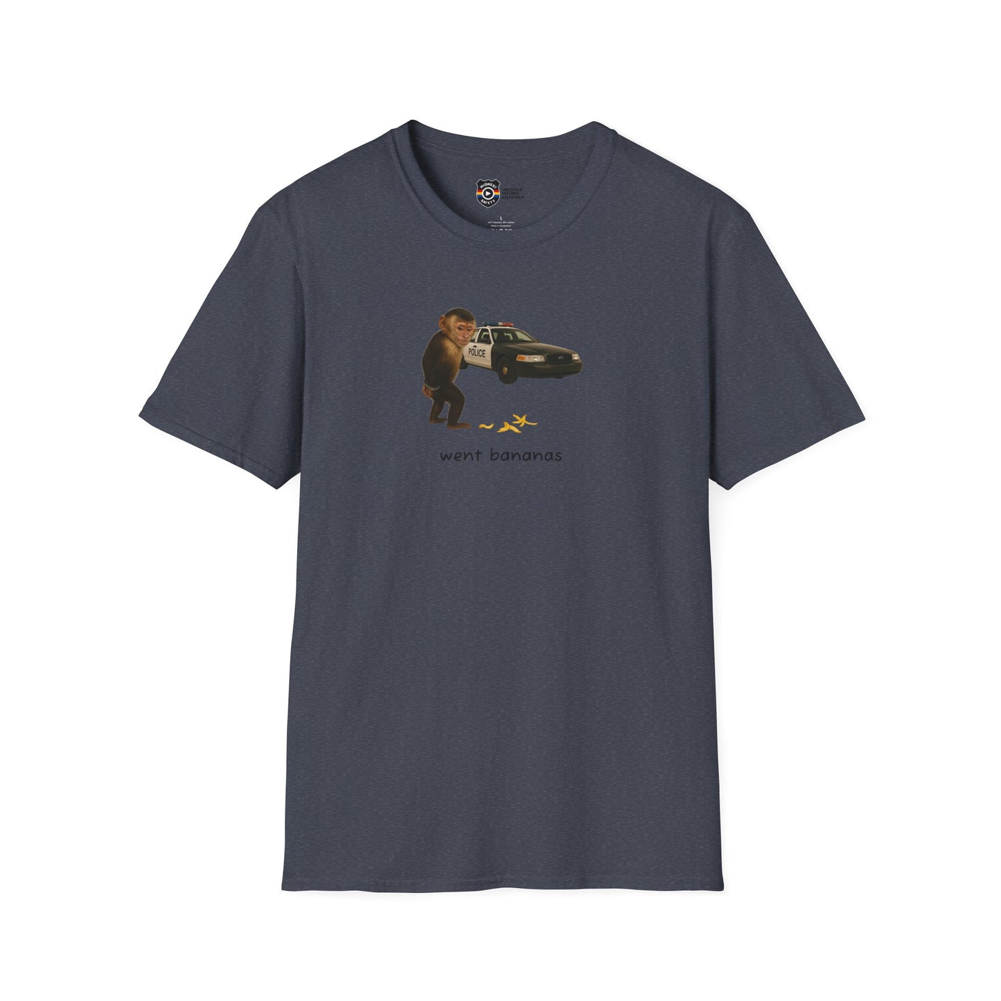 Went Bananas Unisex Softstyle Police Silly T-Shirt - Fun & Quirky Graphic Tee