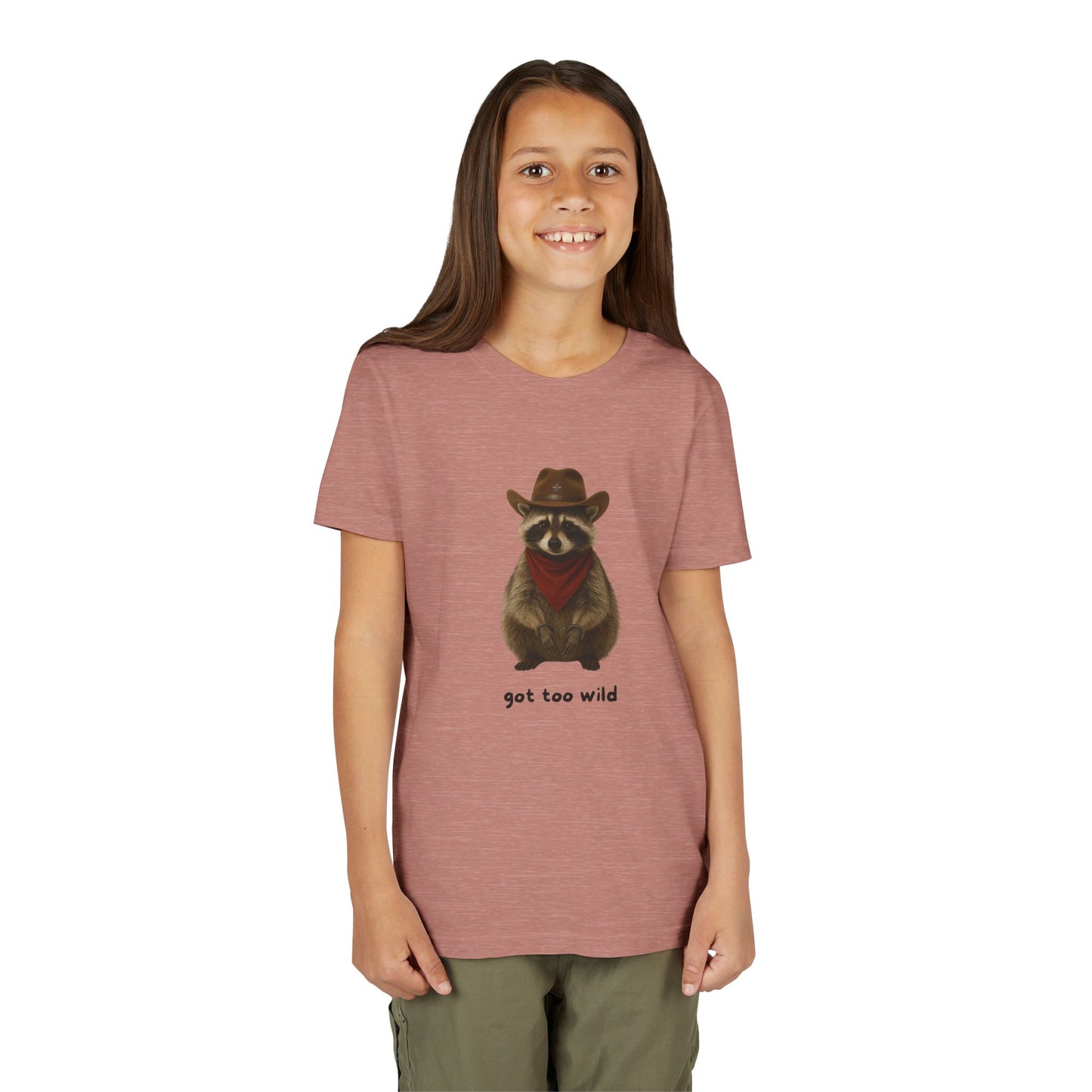 Youth Short Sleeve Tee 'Got Too Wild' Rebel the Raccoon