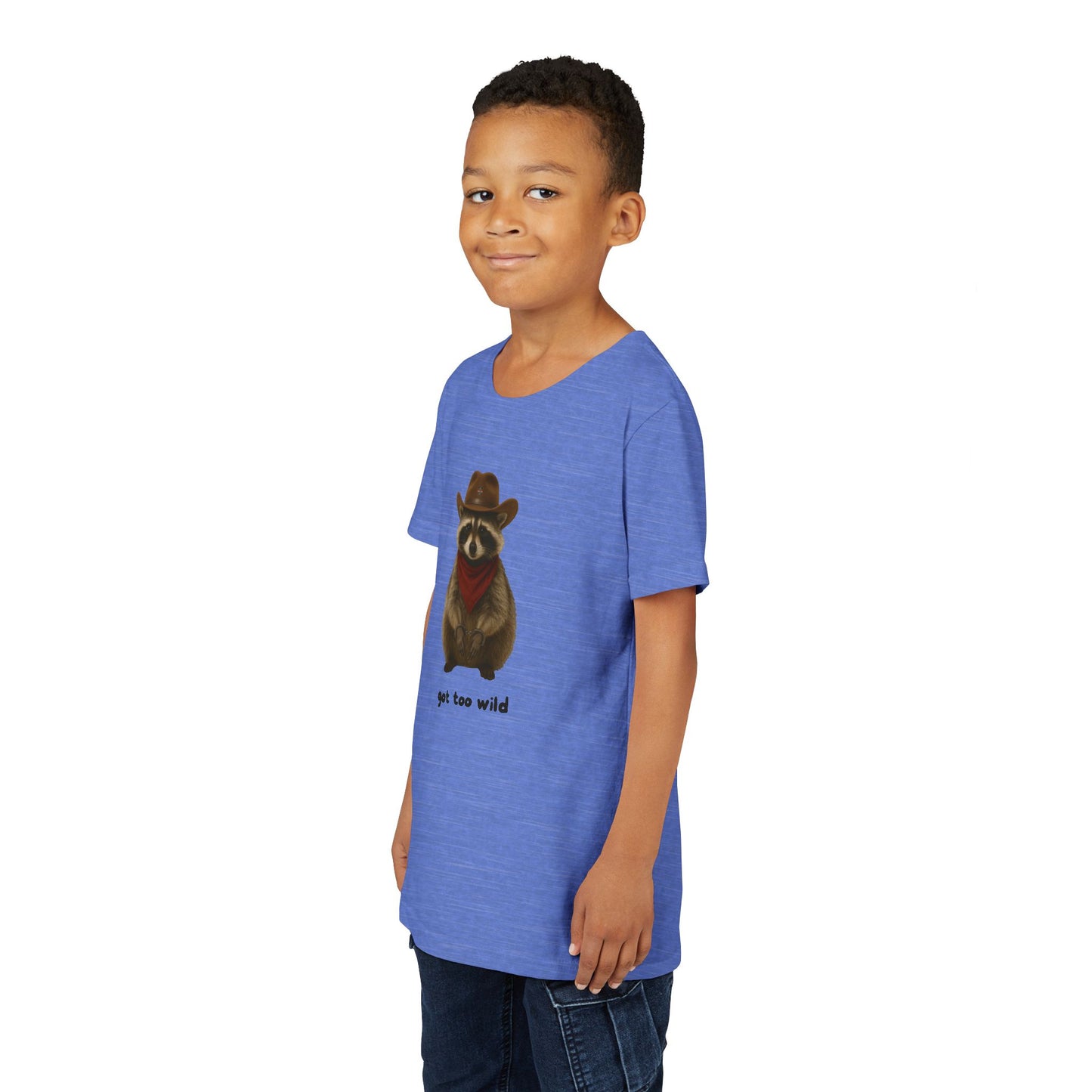 Youth Short Sleeve Tee 'Got Too Wild' Rebel the Raccoon