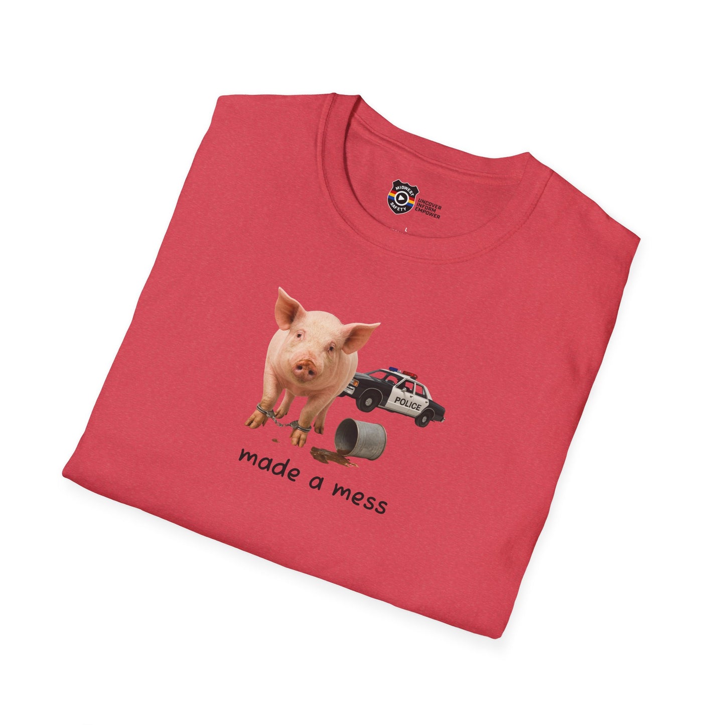 Unisex Softstyle Police Silly T-Shirt 'Made a Mess' - Fun & Quirky Graphic Tee