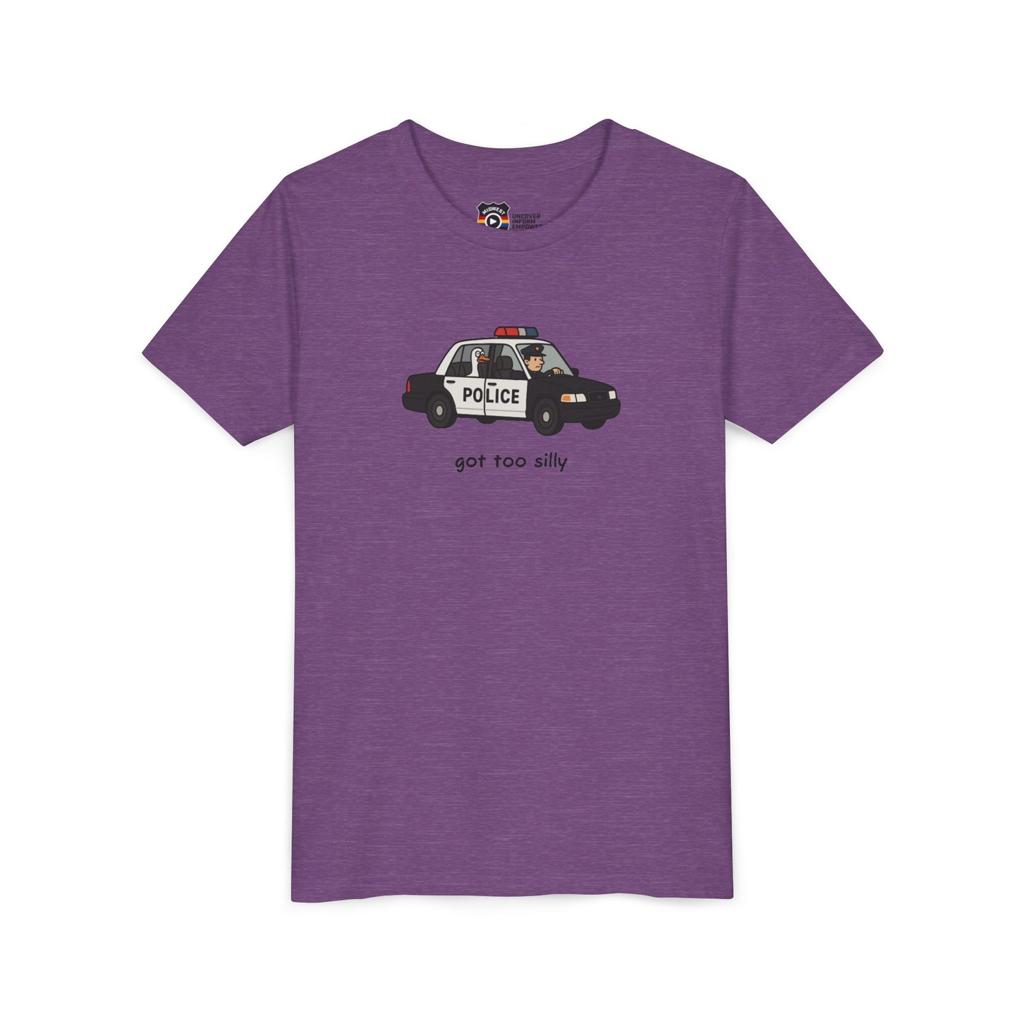 Youth Short Sleeve Tee Funny Police Car, 'Got Too Silly'
