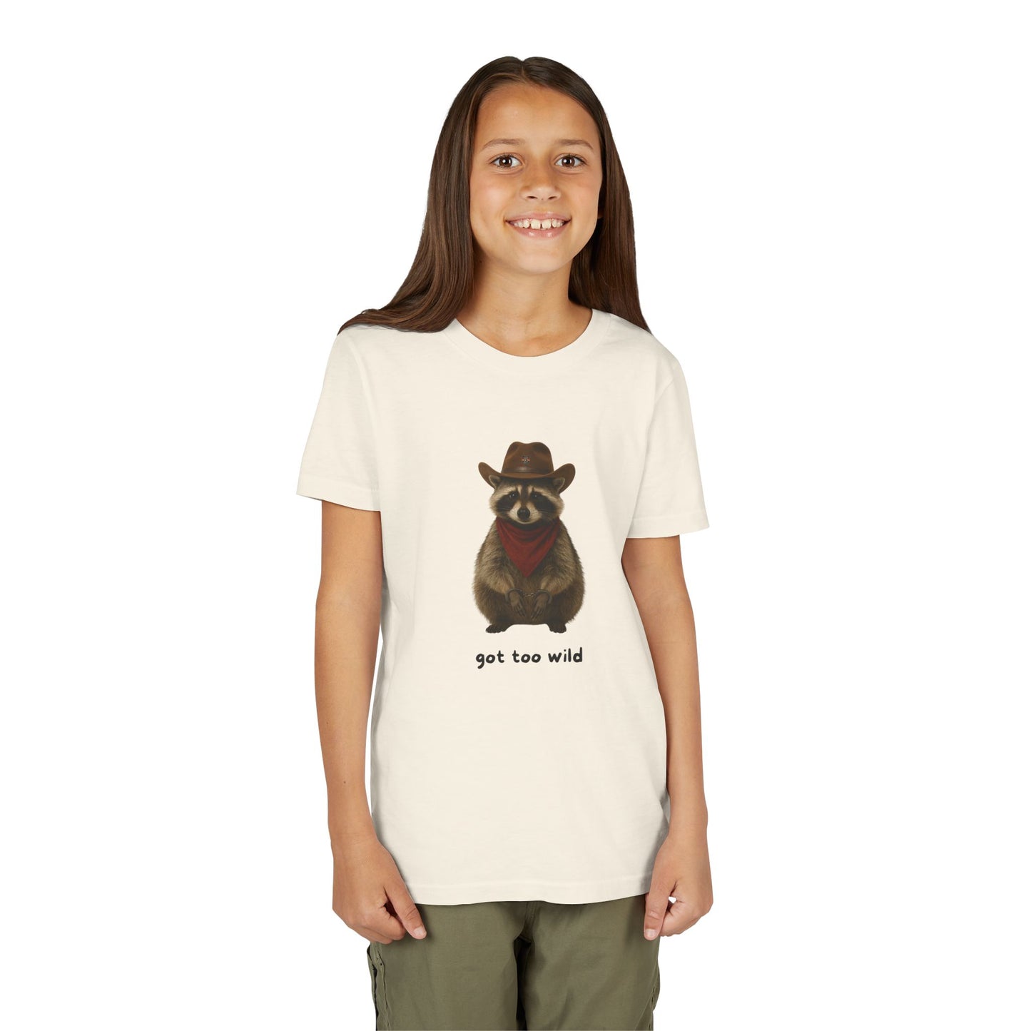Youth Short Sleeve Tee 'Got Too Wild' Rebel the Raccoon