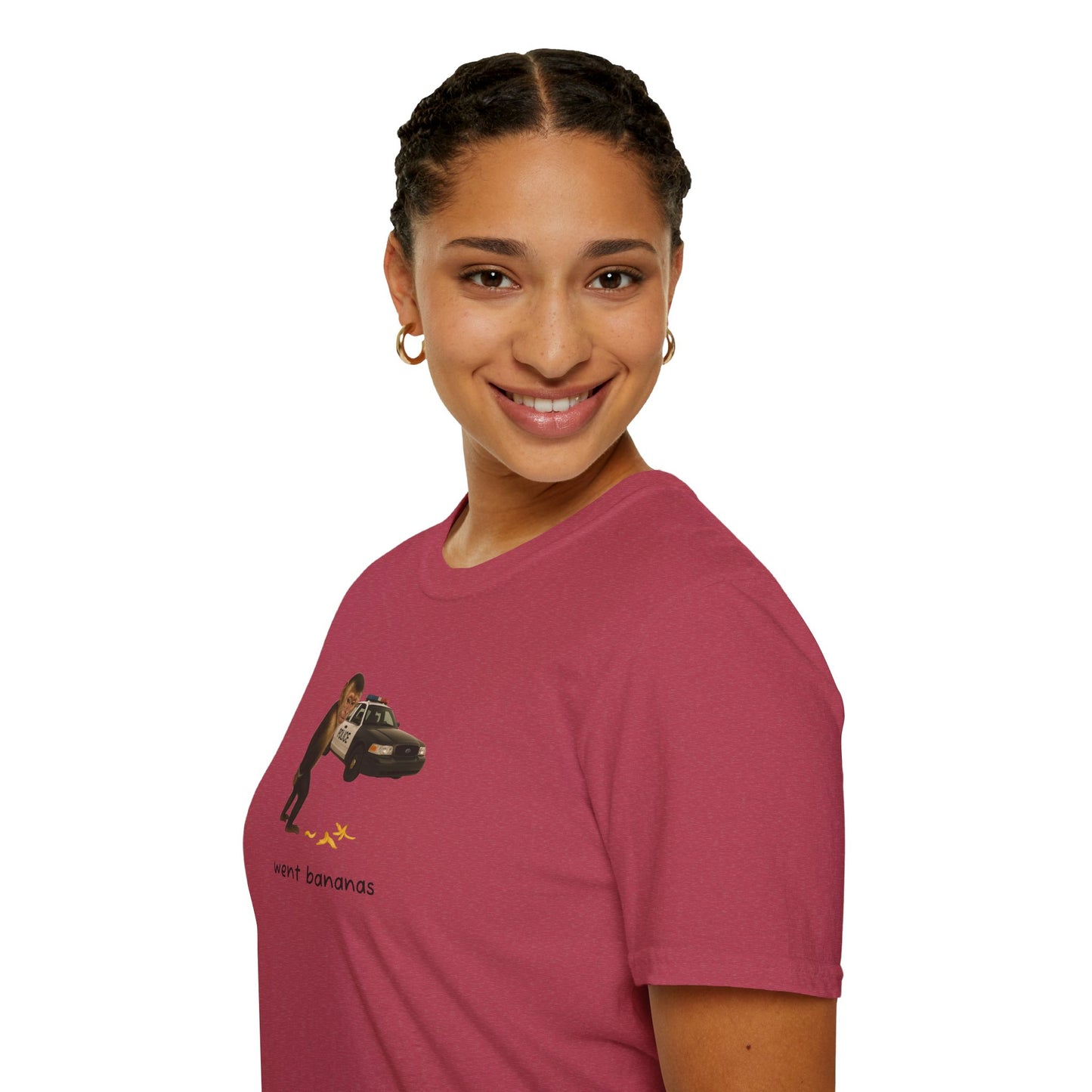 Went Bananas Unisex Softstyle Police Silly T-Shirt - Fun & Quirky Graphic Tee