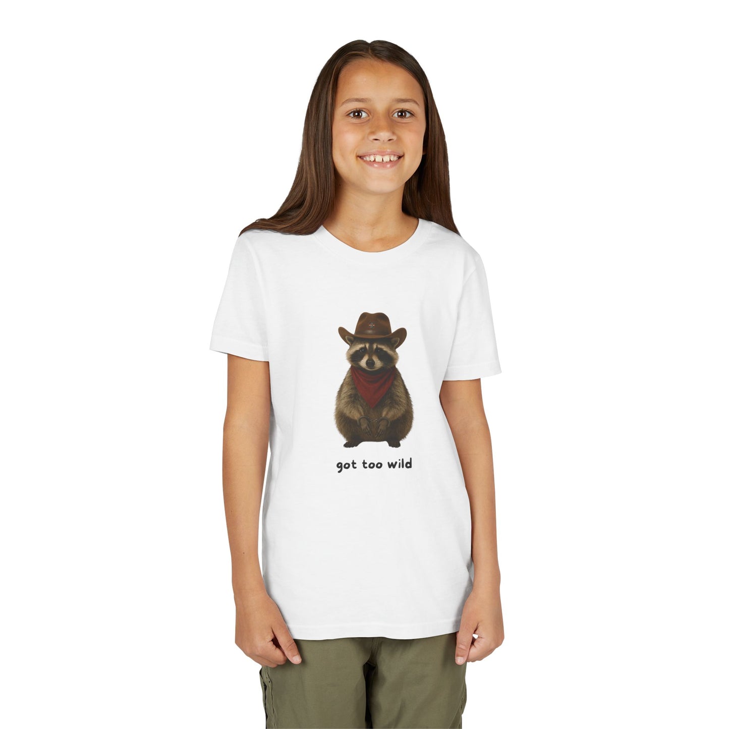 Youth Short Sleeve Tee 'Got Too Wild' Rebel the Raccoon
