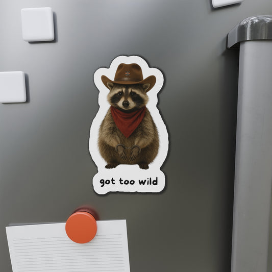 Rebel the Cowboy Raccoon Die-Cut Magnets | Quirky Home Decor, Fun Gifts, Wild West Vibe, Refrigerator Art, Cute Animal Magnet
