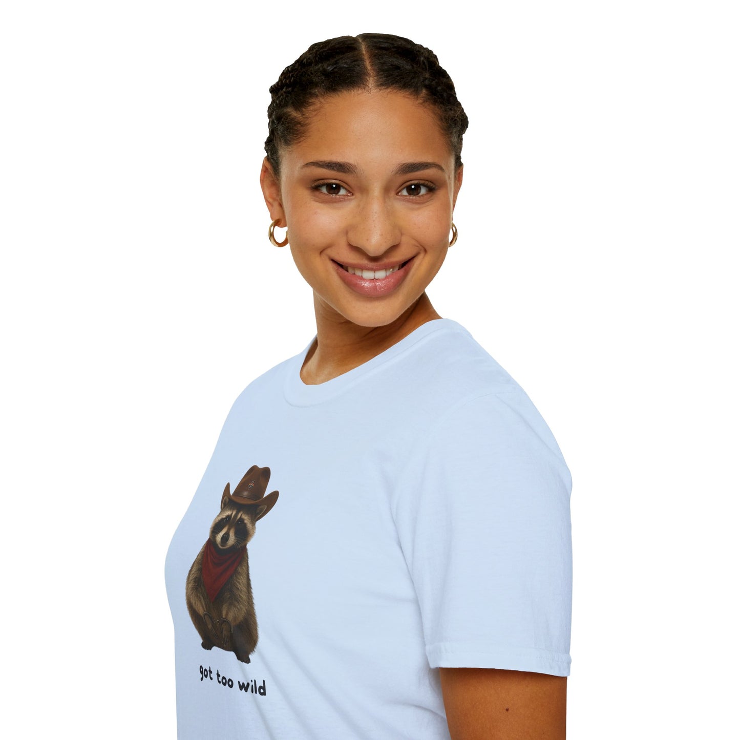 Got Too Wild Raccoon Cowboy Unisex Softstyle T-Shirt