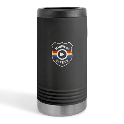 Midwest Safety Slim Beverage Holder – Retro Stripe Badge Can Cooler