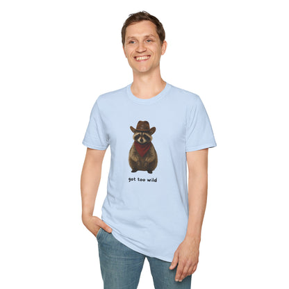 Got Too Wild Raccoon Cowboy Unisex Softstyle T-Shirt