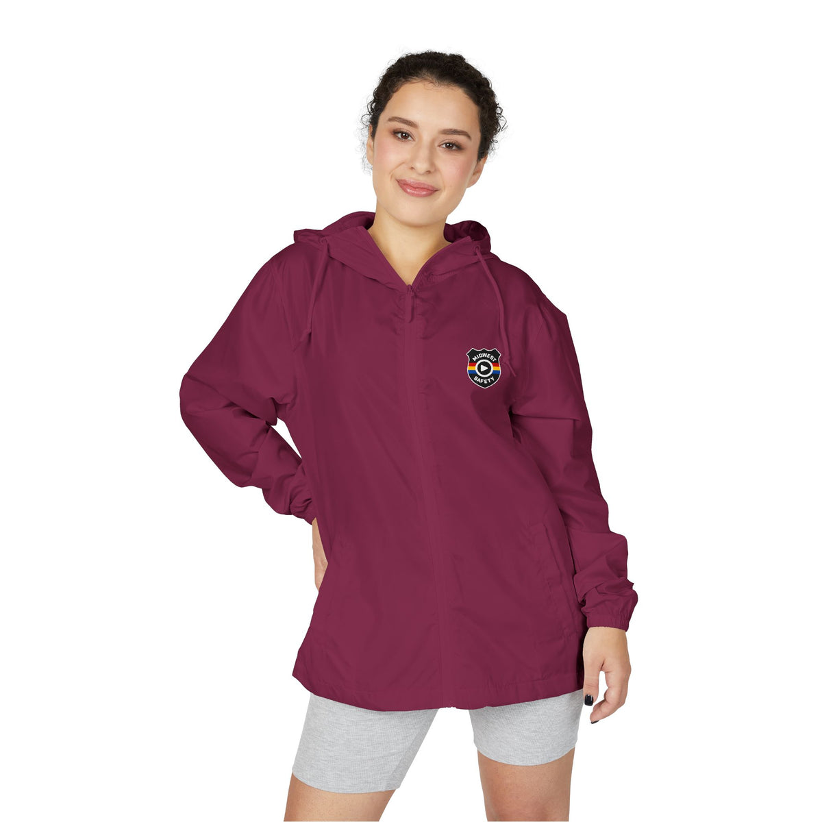 Midwest Safety Logo Windbreaker Jacket — Minimal Full-Zip Hooded Jacket