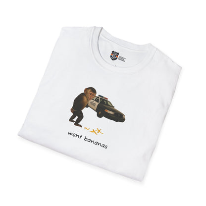 Went Bananas Unisex Softstyle Police Silly T-Shirt - Fun & Quirky Graphic Tee