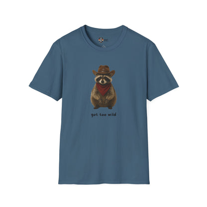 Got Too Wild Raccoon Cowboy Unisex Softstyle T-Shirt