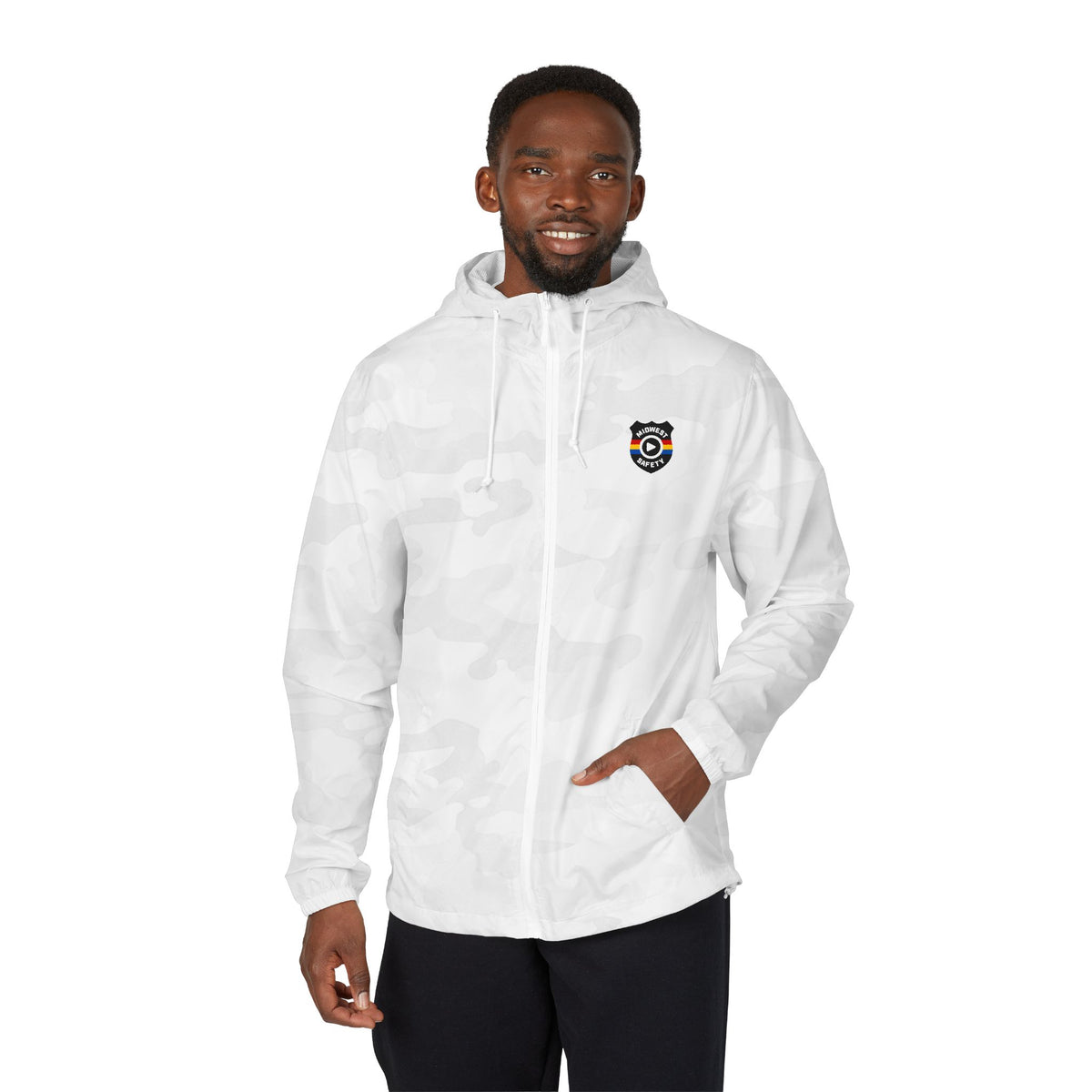 Midwest Safety Logo Windbreaker Jacket — Minimal Full-Zip Hooded Jacket