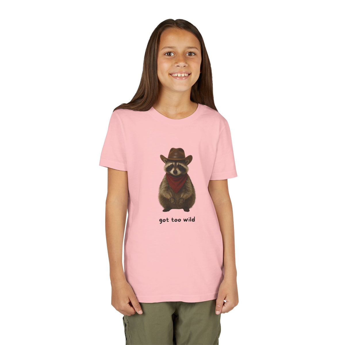 Youth Short Sleeve Tee 'Got Too Wild' Rebel the Raccoon