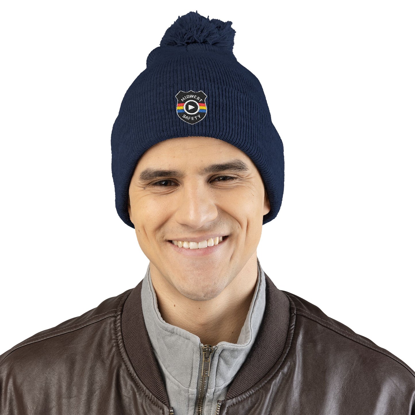 Cozy Pom-Pom Knit Cap - Stylish Winter Beanie, Holiday Gift, Warm Hat for Outdoor Activities, Beanie with Custom Embroidery