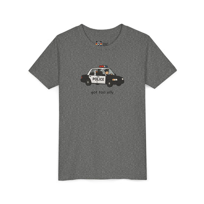 Youth Short Sleeve Tee Funny Police Car, 'Got Too Silly'
