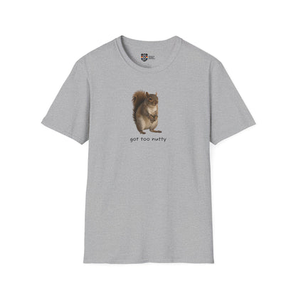Got Too Nutty Unisex Softstyle Police Silly T-Shirt - Fun & Quirky Graphic Tee