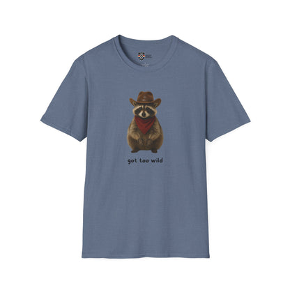 Got Too Wild Raccoon Cowboy Unisex Softstyle T-Shirt