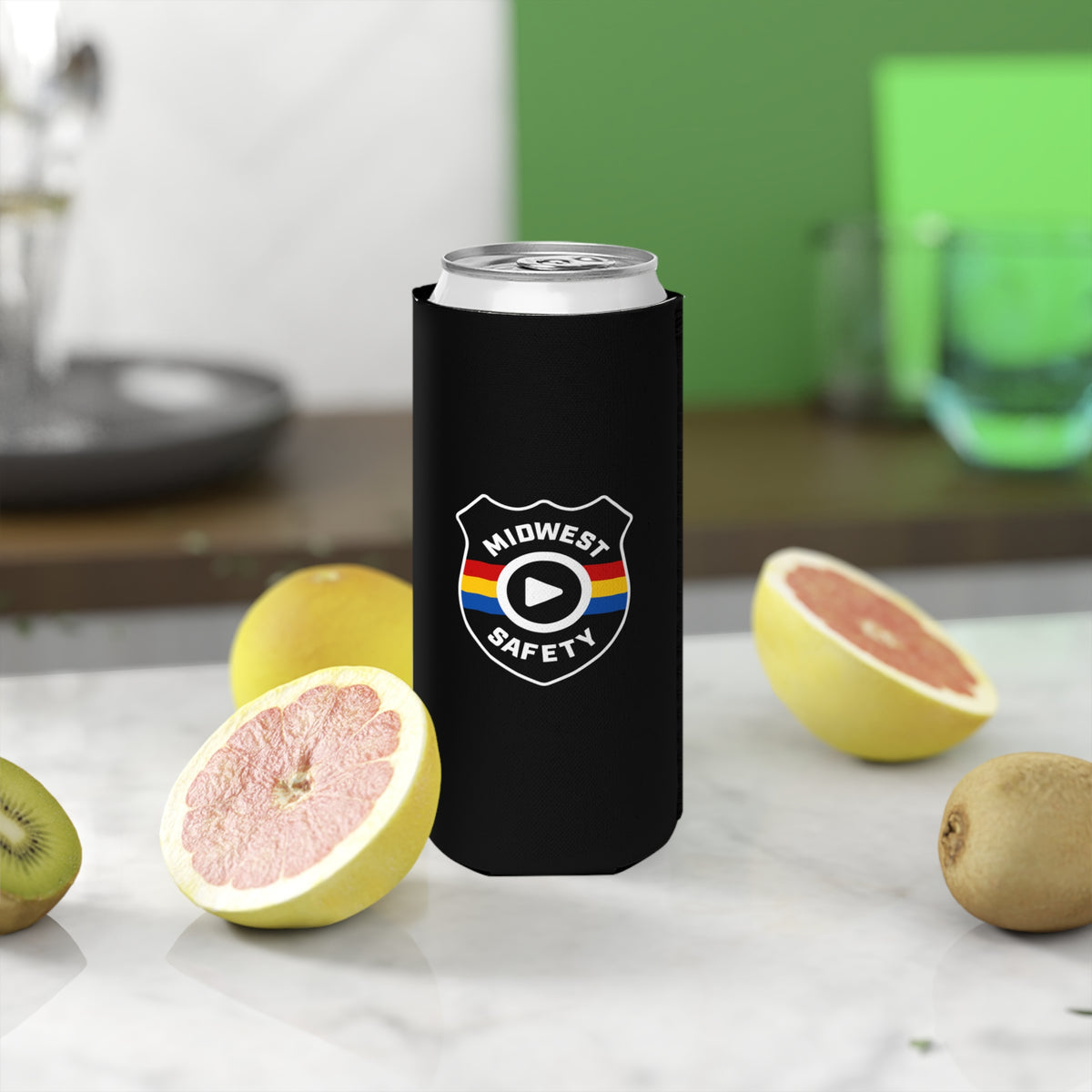 Midwest Safety Slim Can Cooler in Black (Double-Sided)