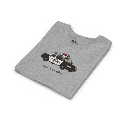 Youth Short Sleeve Tee Funny Police Car, 'Got Too Silly'